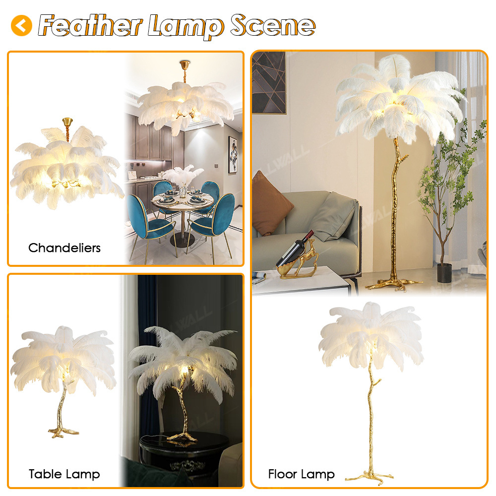 Minimalist Living Room Home Decor Trees Standing   Hotel Bedroom Nordic Modern Gold Luxury Ostrich Led Corner Feather Floor Lamp