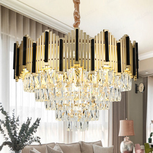 MILLWALL Gold Aluminum Iron Living Room Luxury Modern Ceiling Extra Large Crystal Chandelier Lamp Luxury Hotel Lighting Fixture