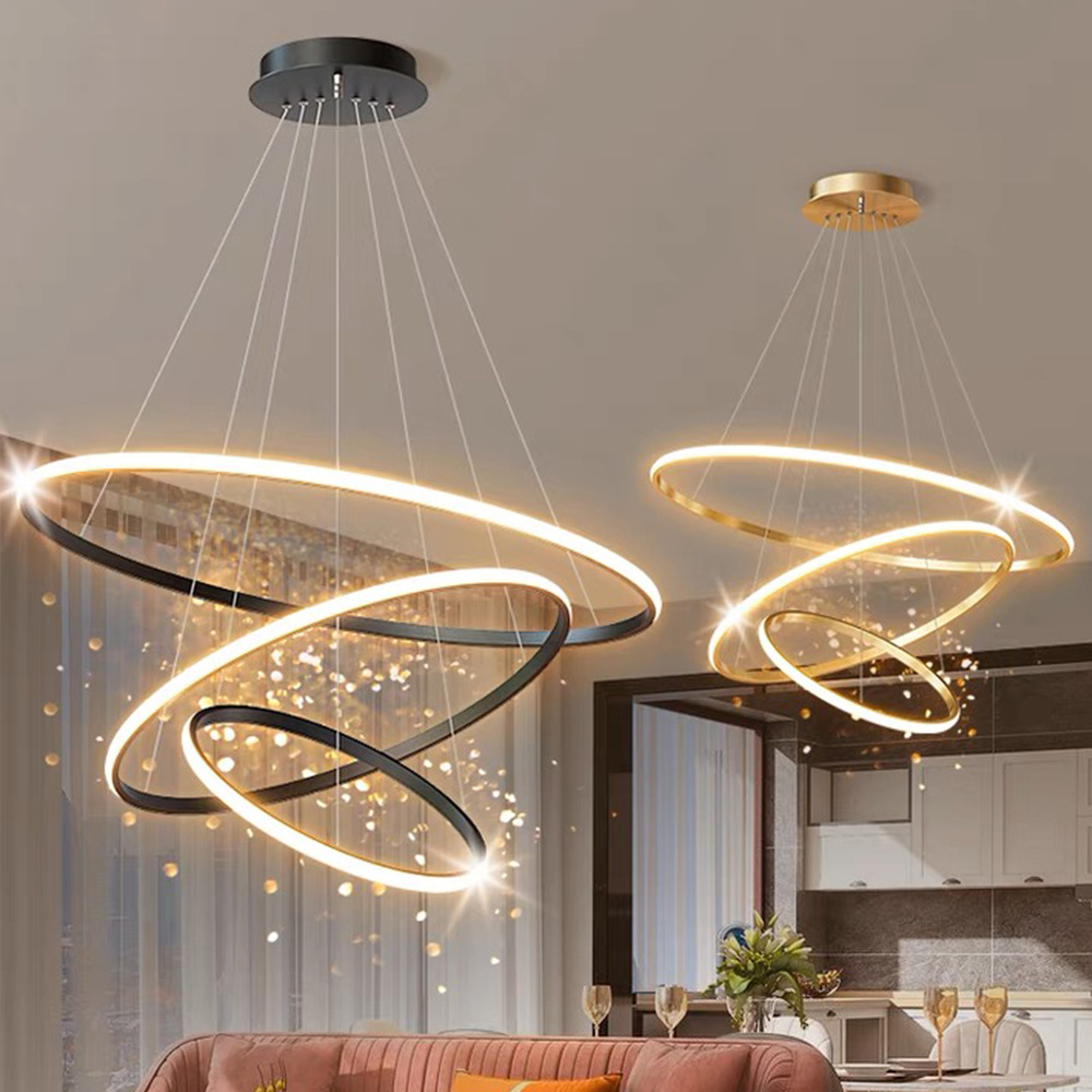 Vintage Retro Chandelier Farmhouse Pendant Light  Acrylic Circle Linea Ceiling Round Modern Led Ring Chandelier Pendant Light