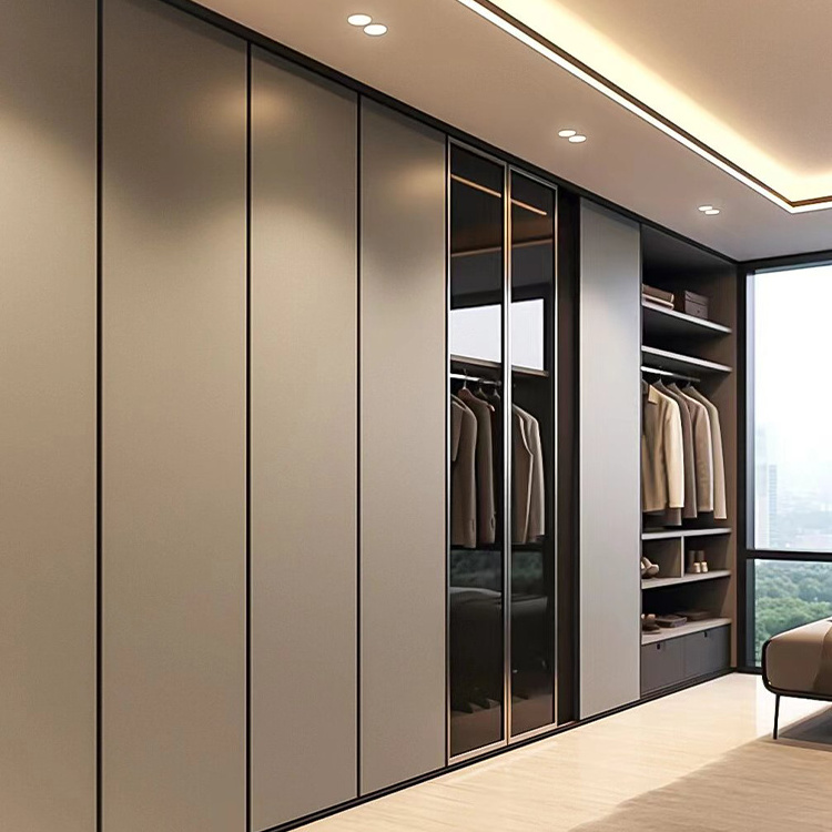 Modern Wardrobe Storage Cabinet individual Closet Bedroom Furniture customized RTA Closet Glass Door Wardrobe