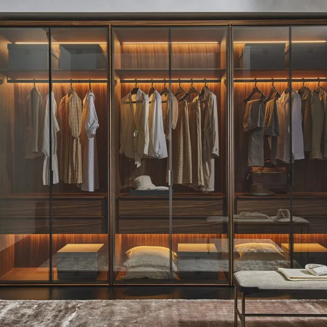 Luxury Walk In Closet Wardrobe Wooden Armoire With Drawers Modern Glass Door Storage Cabinet Fitted Wardrobes