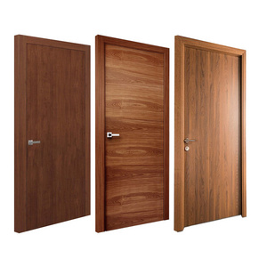 Custom Design Walnut Veneer Solid Wood Core Flush Doors Plywood Painted Interior Door Modern Entrance Door For Villa/House/Hotel