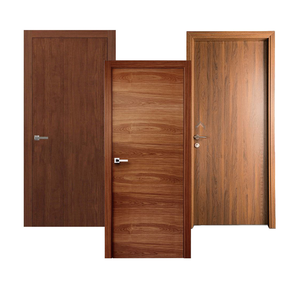 Custom Design Walnut Veneer Solid Wood Core Flush Doors Plywood Painted Interior Door Modern Entrance Door For Villa/House/Hotel