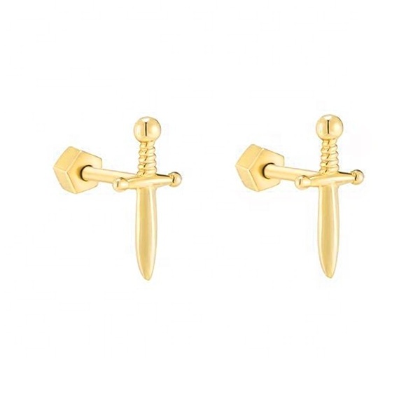 Milskye Fashion jewelry 925 sterling silver 18 gold plated Sword dagger stud earring