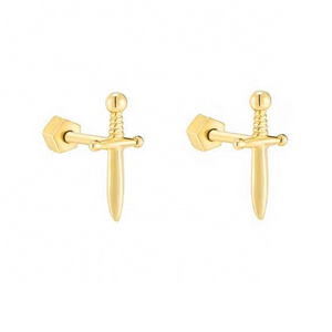 Milskye Fashion jewelry 925 sterling silver 18 gold plated Sword dagger stud earring