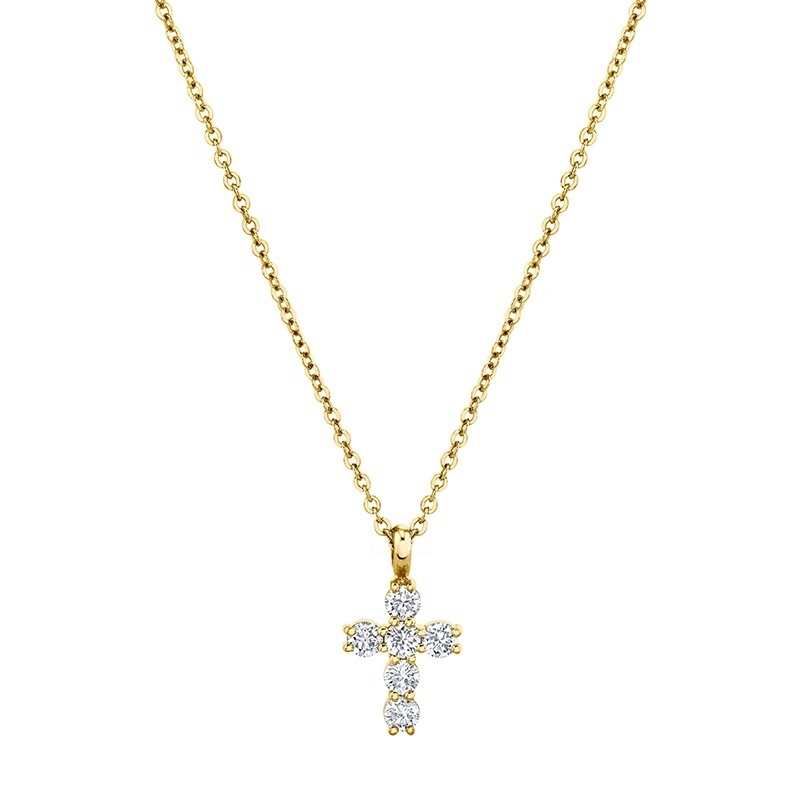 Milskye classic design faith jewelry 18k gold plated zircon cross pendant o chain necklace