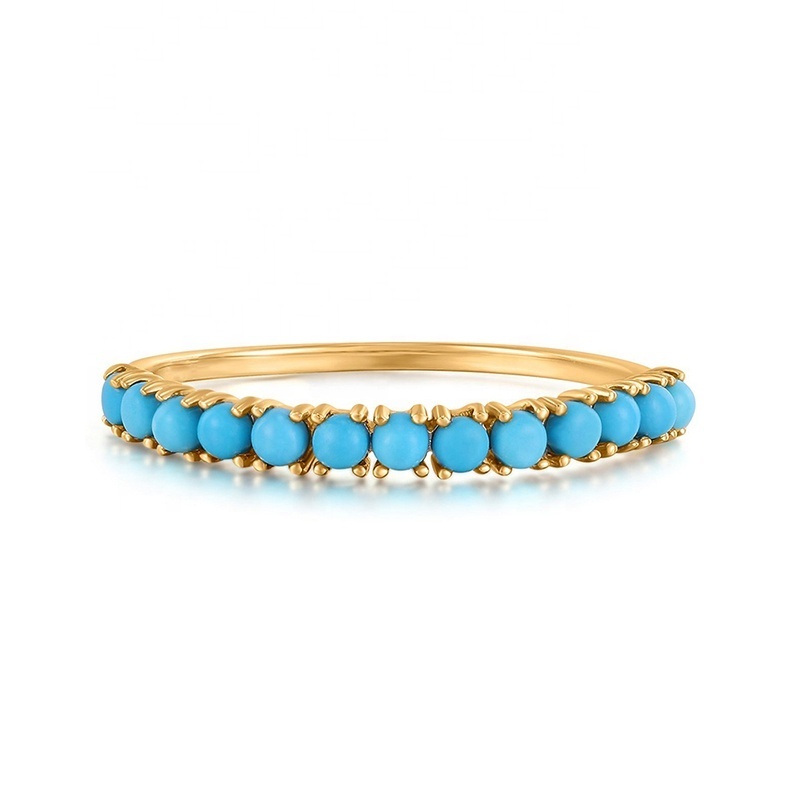 Milskye women's fashion design jewelry 14k yellow gold plated s925 turquoise ring