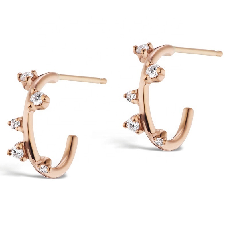 Milskye s925 18k gold plated cz diamond jewelry c fish hook piercing stud earrings