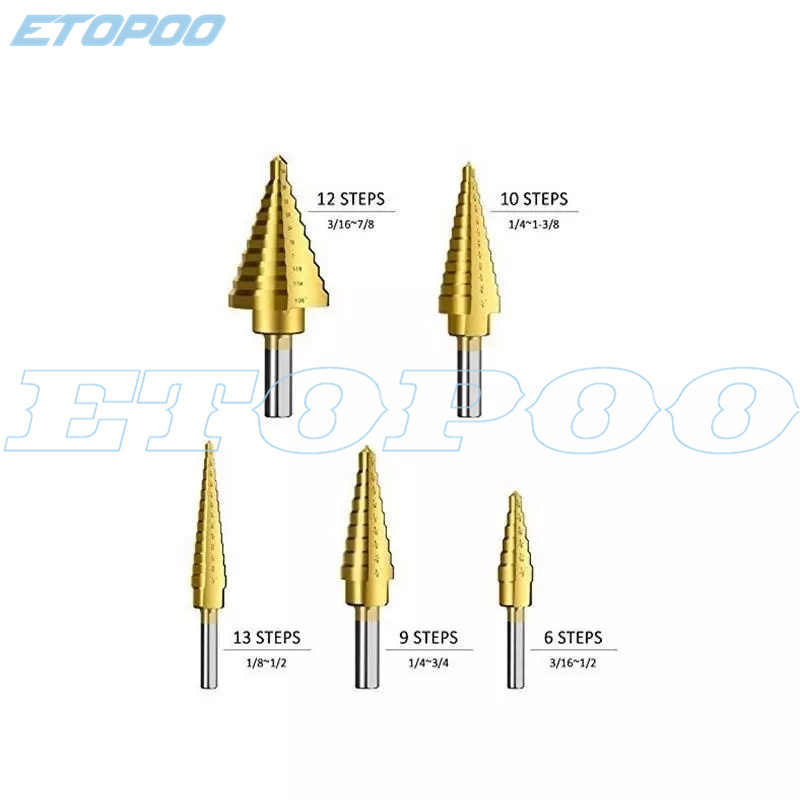 Amazon Hot sale  6pcs/set High Speed Steel step drill bits set