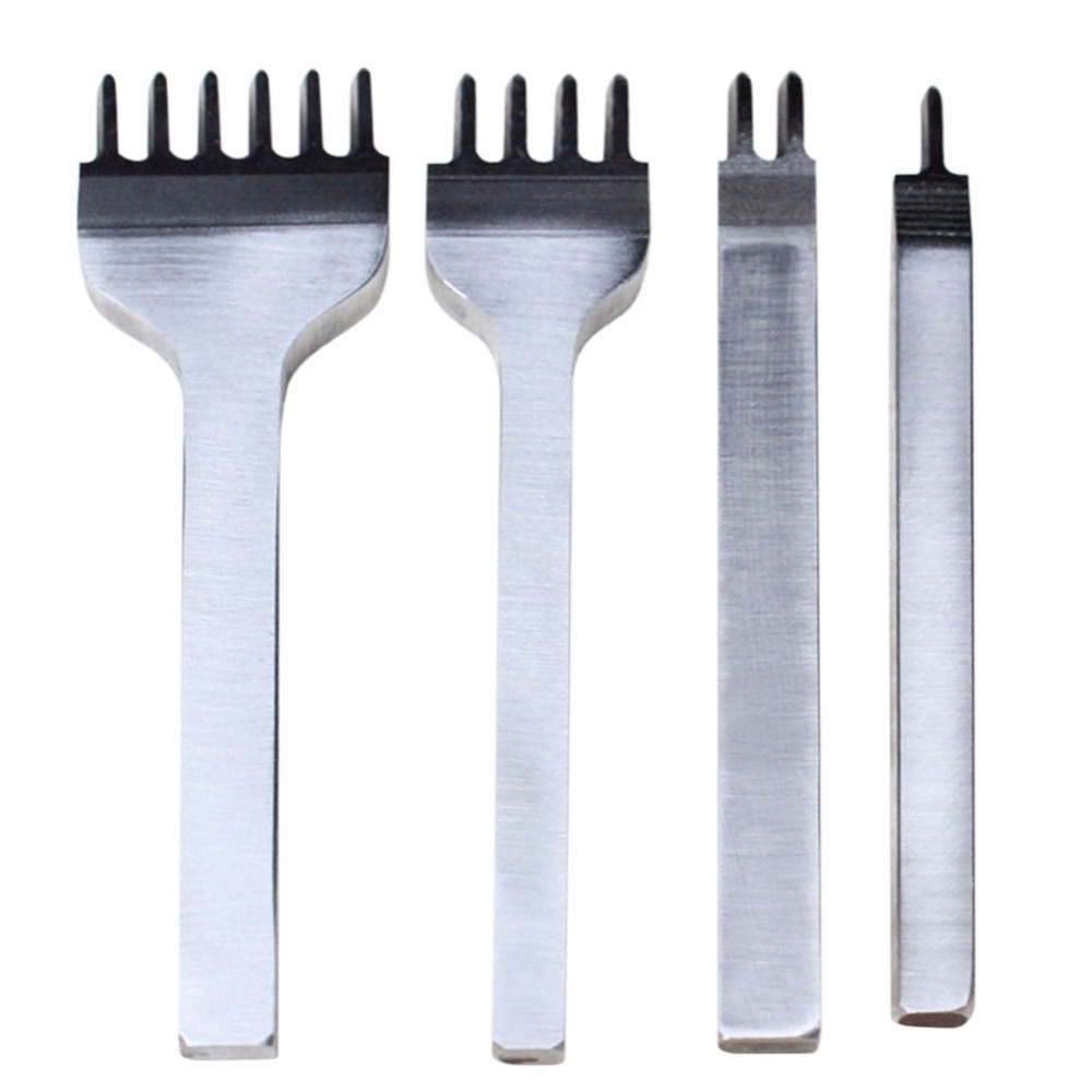 4Pcs/lot DIY Leathercraft Tools 3/4/5mm Leather Hole Punches Stitching Punch Tool 1+2+4+6 Prong Tools for Leather Belt