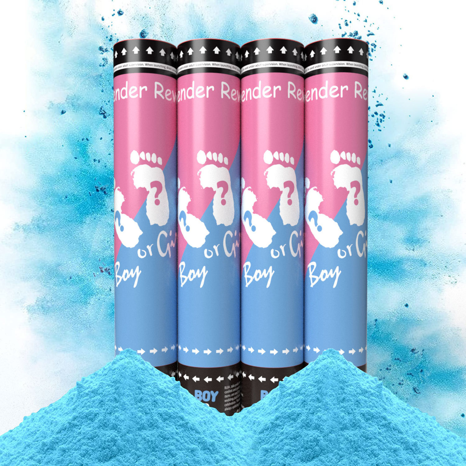 Baby Gender Reveal Party Supplies Pink Blue Color Smoke Powder Confetti Cannon For Baby Shower Party