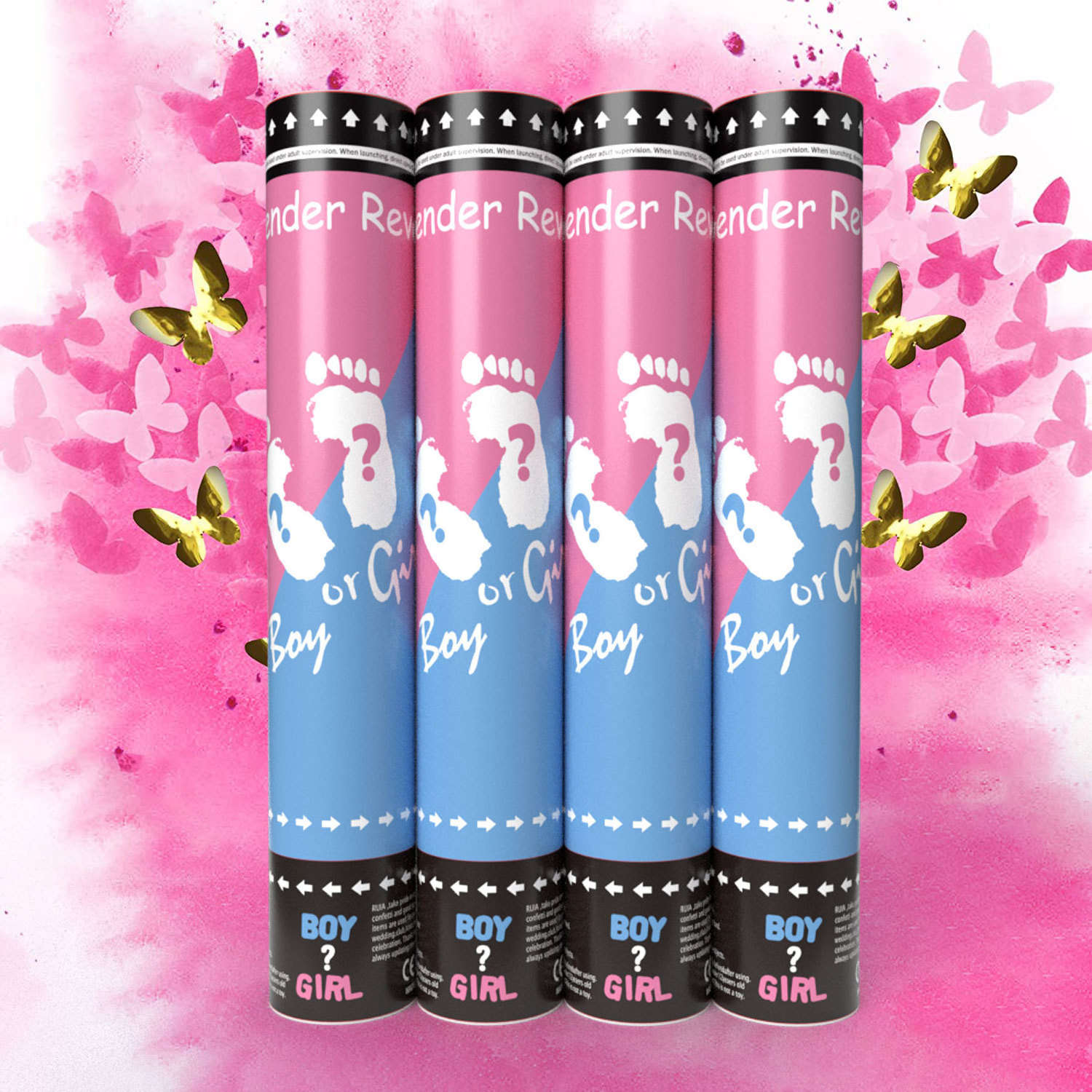 Baby Gender Reveal Party Supplies Pink Blue Color Smoke Powder Confetti Cannon For Baby Shower Party