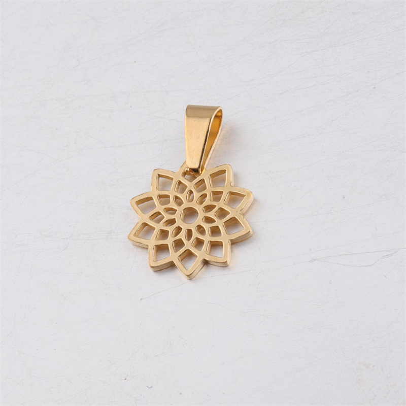 Custom Stainless steel stretch hollow  lotus flower charms pendant  DIY Jewelry Making supplies