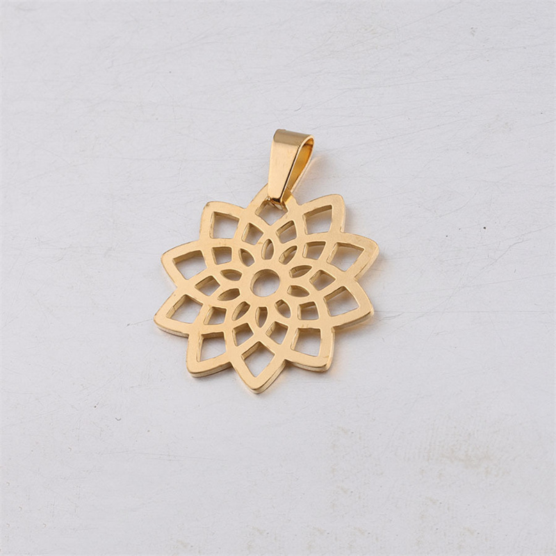 Custom Stainless steel stretch hollow  lotus flower charms pendant  DIY Jewelry Making supplies