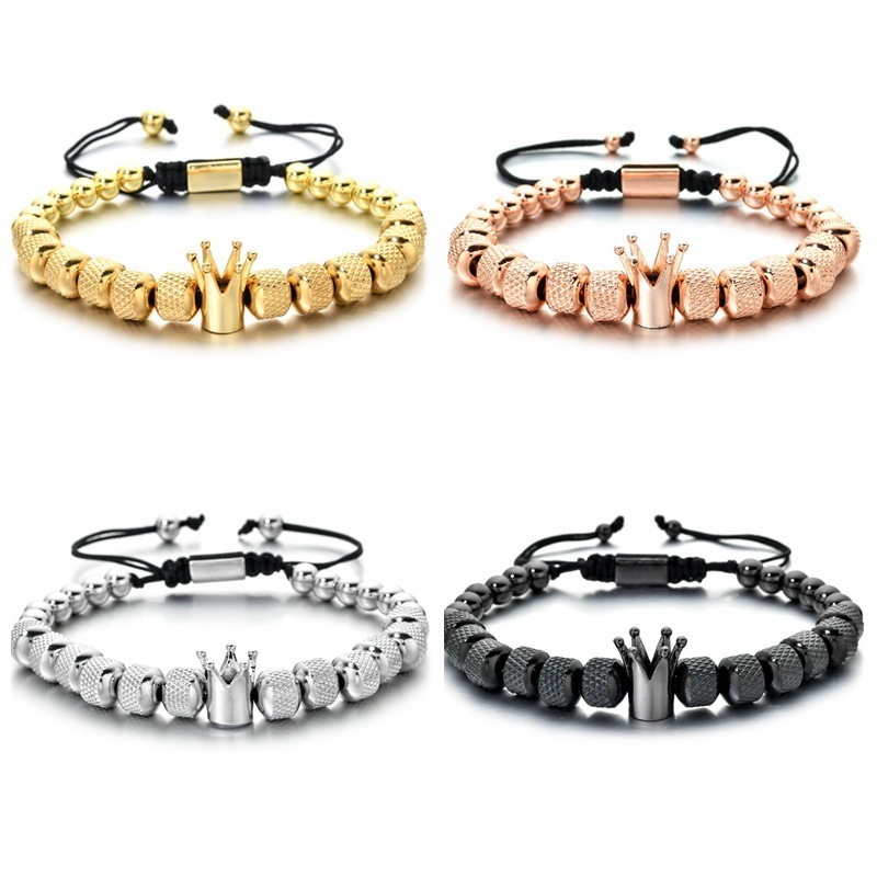 MIENTER crown beads bracelet jewelry Stainless steel beads adjustable men bracelets