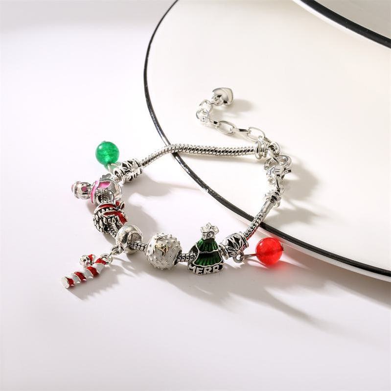 MIENTER Metal Beads 2023 Winter Charms Christmas Sleigh Pendant Fit Bracelets Women jewelry Christmas Bracelets