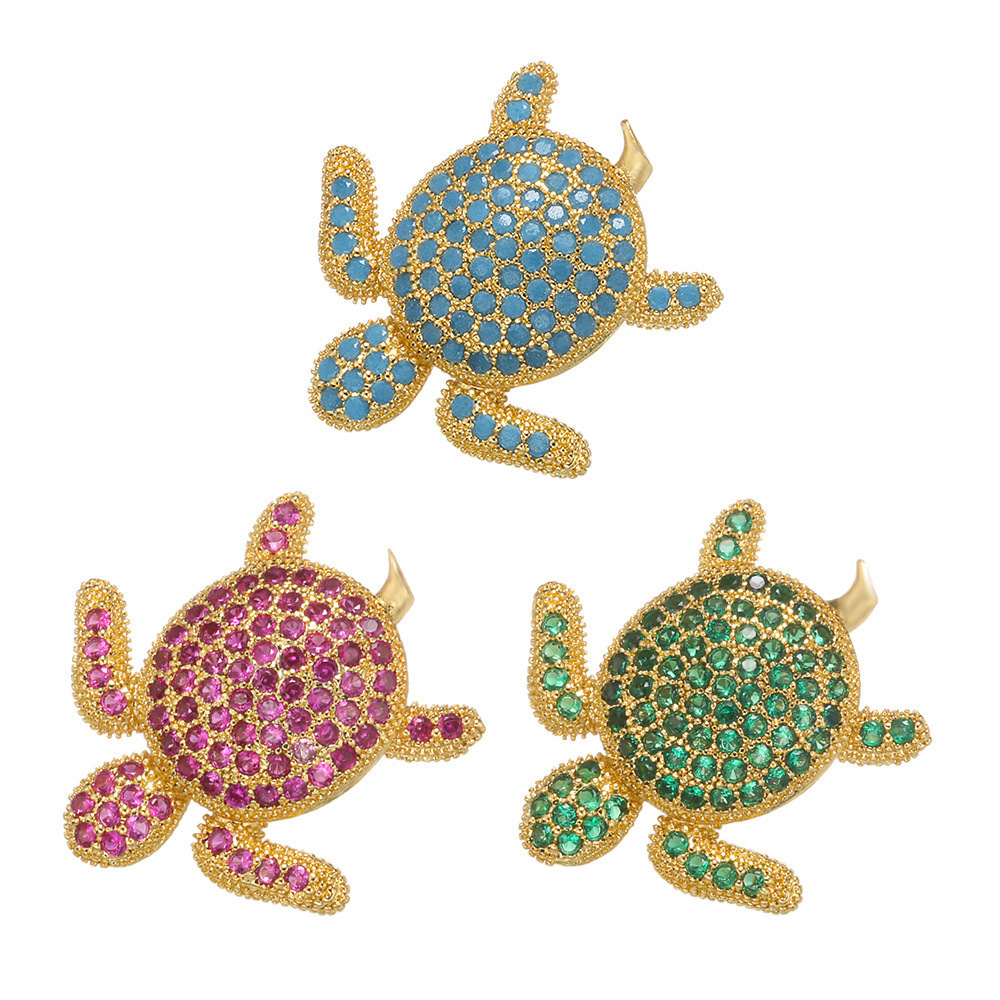 MIENTER selling gold plated jewelry charms zircon healing crystal 18k fashion women turtle bracelet charm