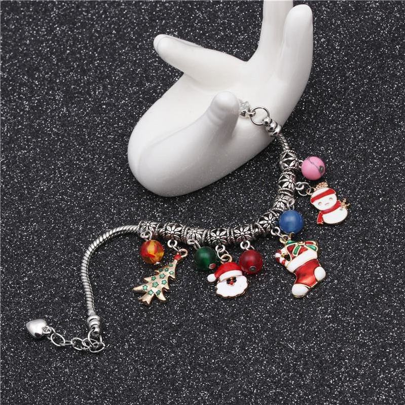 MIENTER Metal Beads 2023 Winter Charms Christmas Sleigh Pendant Fit Bracelets Women jewelry Christmas Bracelets