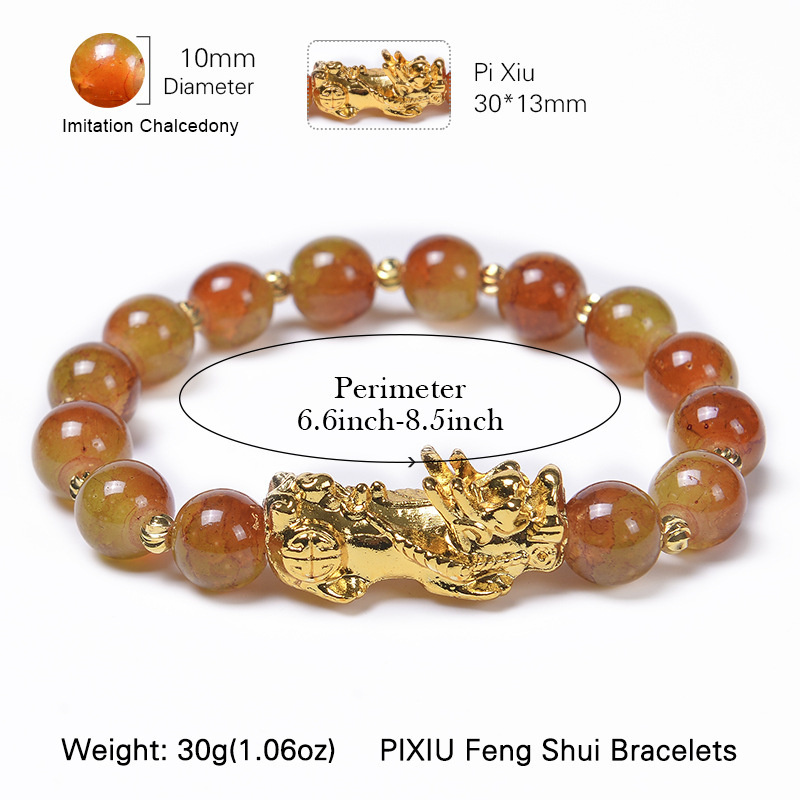 Fashion Chinese Pi Yao Dragon Charm Elastic Bangle For Men Women Feng Shui Jewelry Attract Wealth Luck Beaded Pixiu Bracelets