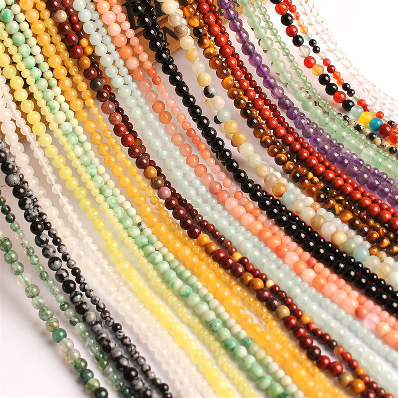 Wholesale Smooth 2MM/3MM Round Agate/Jade/Garnet/Lapis Lazuli Loose Stone Beads for Jewelry Making DIY