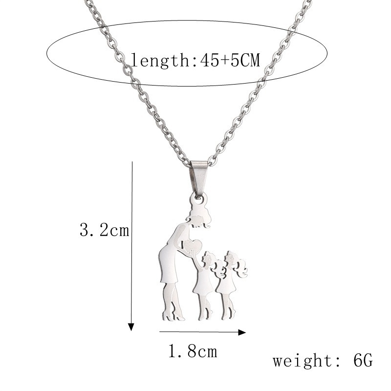 Stainless Steel Chain Mom Daughter Necklace For Mujer Mother's Day Christmas Gift Silver Gold Color Pendant Necklace Jewelry