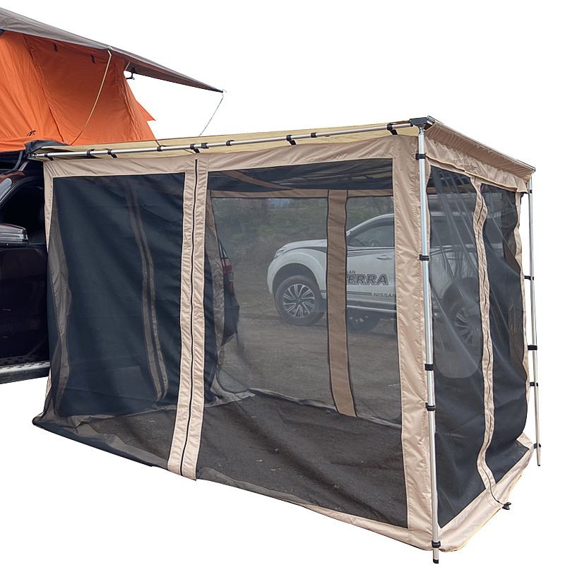 2.5m x 2.5m Awning Roof Top Tent Camper Trailer 4WD Awning 4X4 Camping Car Rack Pull Put With Mesh Room