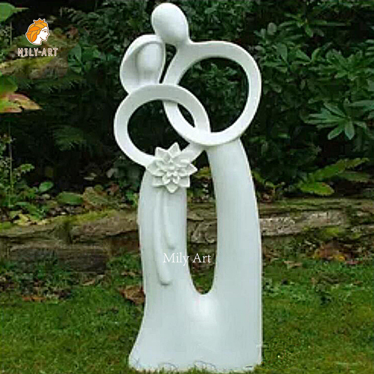 Popular Modern White Marble Carving Human Figure Love Sculpture Abstract Marble Couple Statue for Outdoor