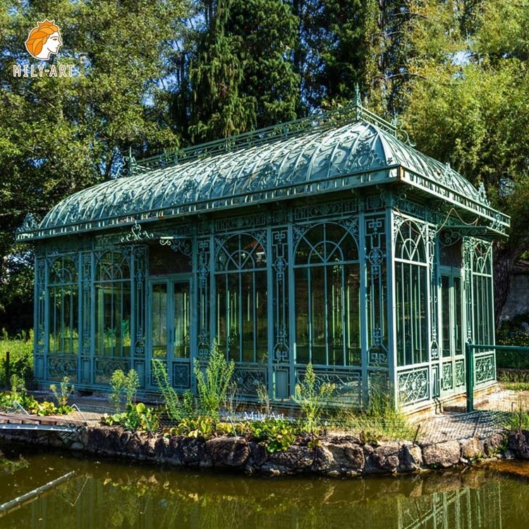 Outdoor Garden Large Glasshouse Gazebo Wrought Iron Pavilion