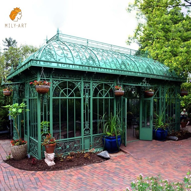 Outdoor Garden Large Glasshouse Gazebo Wrought Iron Pavilion