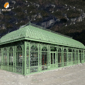 Outdoor Garden Decoration Orangery Greenhouse Wrought Iron Large Gazebo For Sale