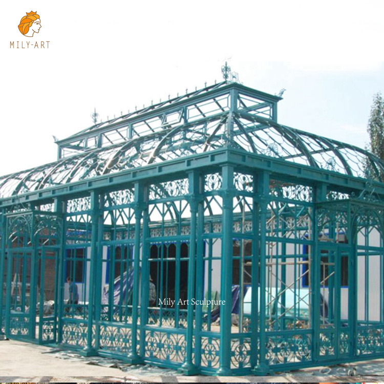 Outdoor Garden Decoration Orangery Greenhouse Wrought Iron Large Gazebo For Sale