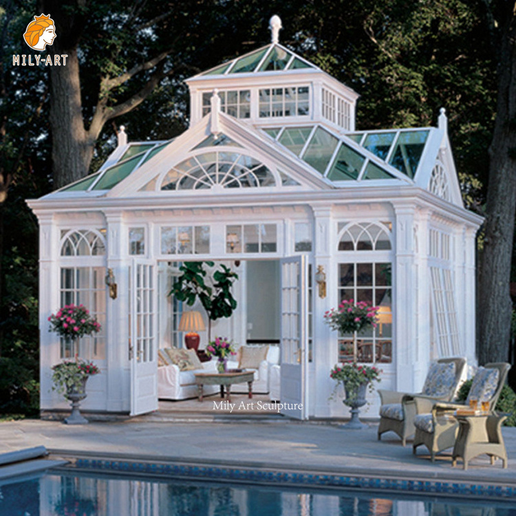 Customized Garden Victorian Greenhouse Casting Wrought Iron Gazebo for Sale