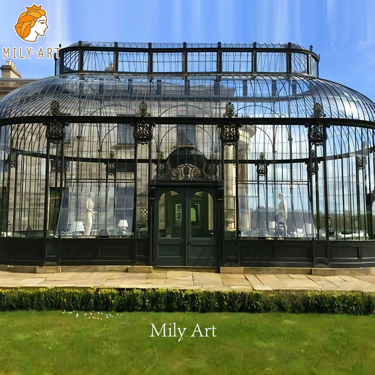 Victorian Style Iron Greenhouse Wrought Iron Garden Pavilion Gazebos Greenhouse with Glass