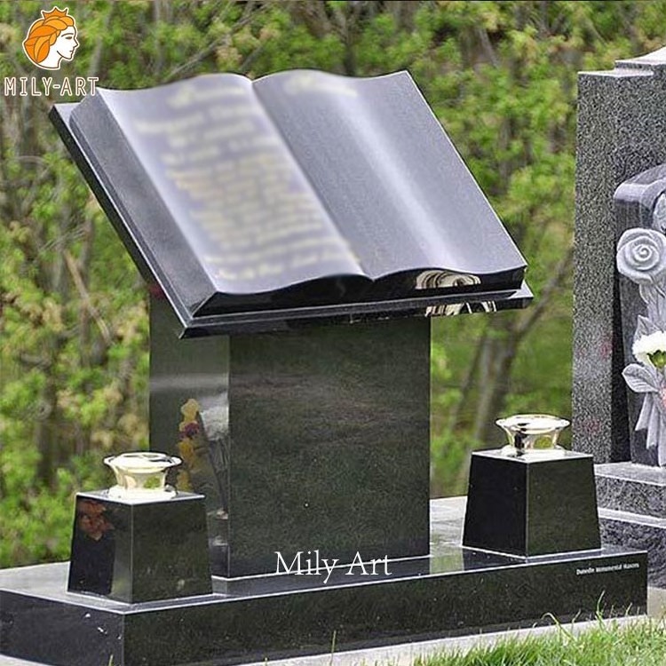 Wholesale Simple Design Natural Black Marble Bible Headstone