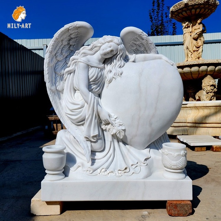 Large Natural Stone Granite Heart Shaped White Marble Headstone For Sale