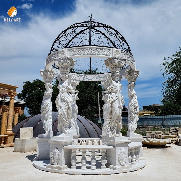 Classic Design Decorative European Style Pillar Women Outdoor Marble Gazebo