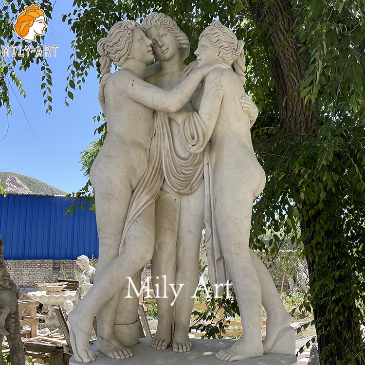 Outdoor Western Garden Sculpture Natural Stone Marble Statue Three Graces Sculpture