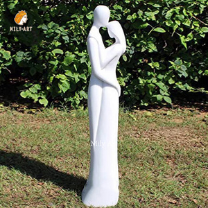 Popular Modern White Marble Carving Human Figure Love Sculpture Abstract Marble Couple Statue for Outdoor