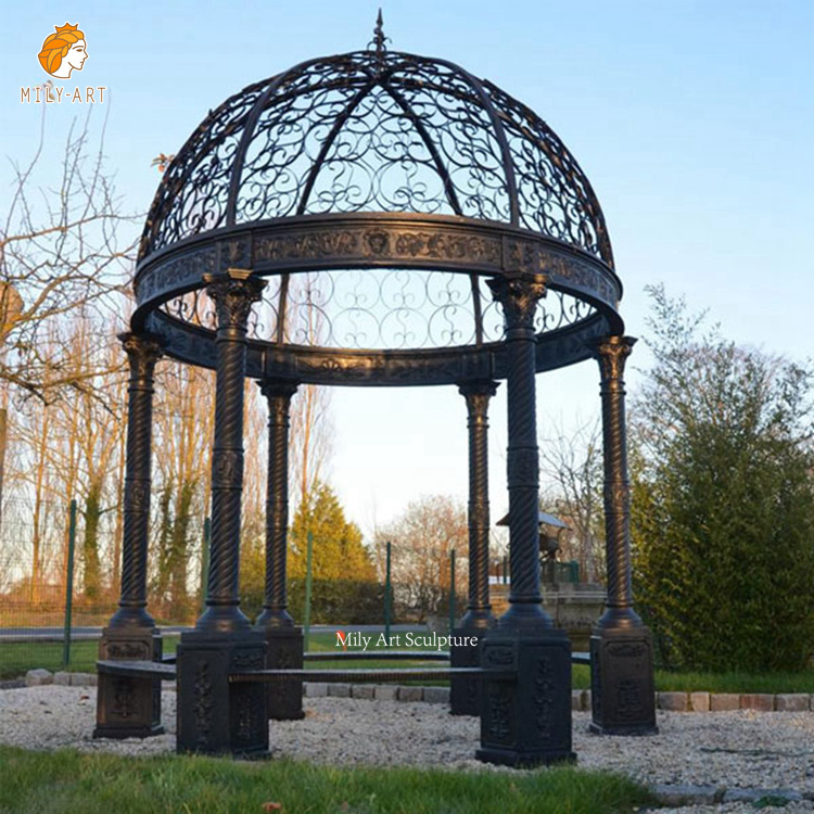 Outdoor Decorative Garden Metal Pavilion Antique Wrought Cast Iron Gazebo