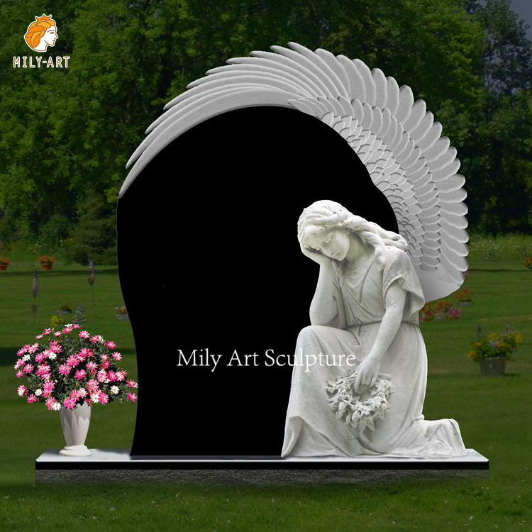 Hand Carved Outdoor Statue Black Book Marble Tombstones