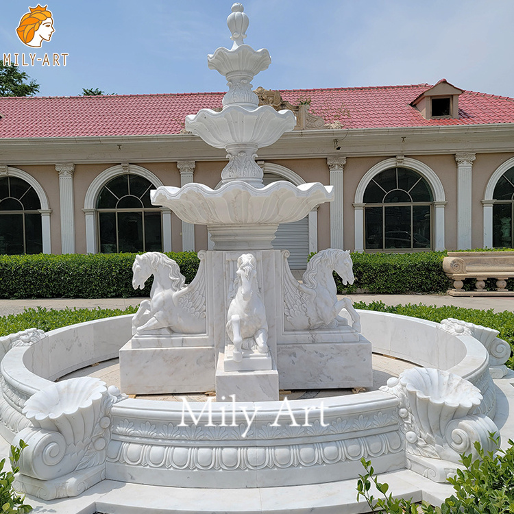 Detailed Stone Carved Outdoor Marble Elephant Garden Fountain for Sale