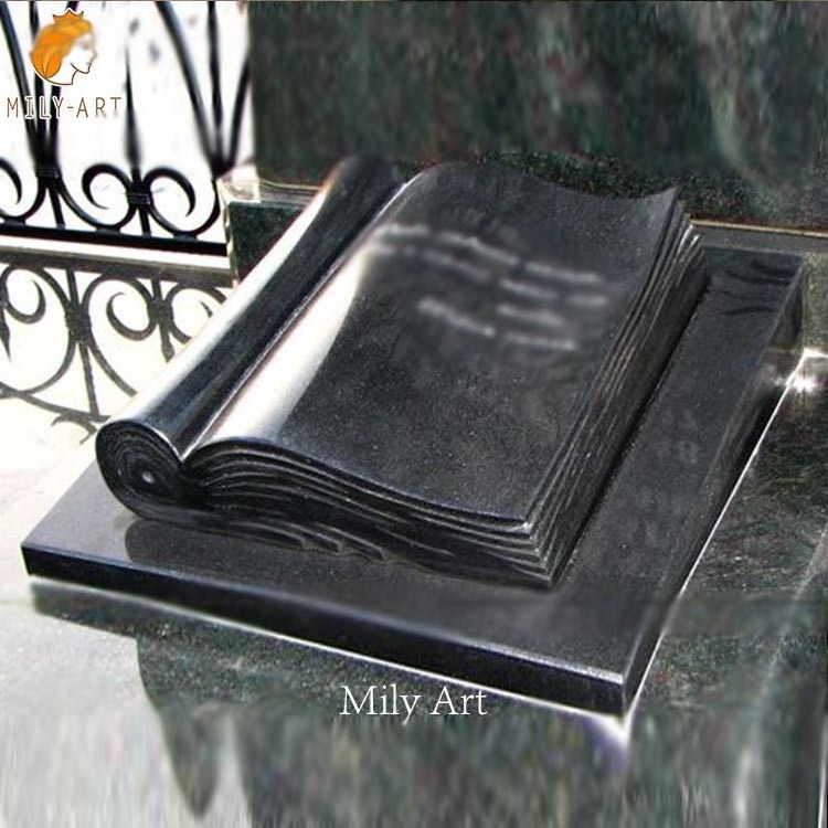 Wholesale Simple Design Natural Black Marble Bible Headstone