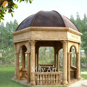 Factory Wholesale High Quality Octagonal Natural Beige Marble Gazebo