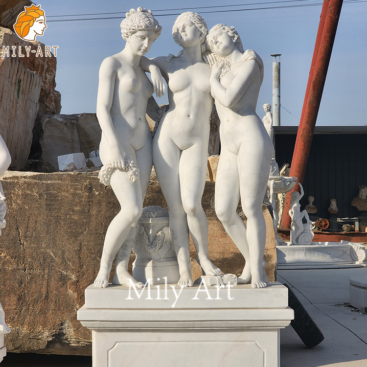 Outdoor Western Garden Sculpture Natural Stone Marble Statue Three Graces Sculpture