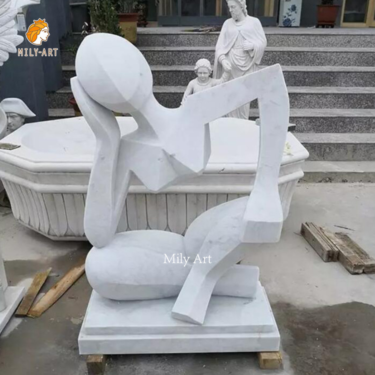 Popular Modern White Marble Carving Human Figure Love Sculpture Abstract Marble Couple Statue for Outdoor