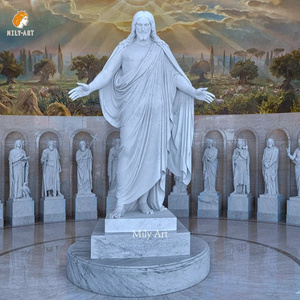 Life Size Natural Stone White Jesus Christ the Redeemer Marble Statue