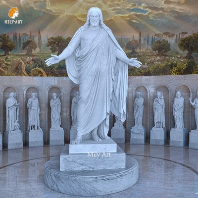 Life Size Natural Stone White Jesus Christ the Redeemer Marble Statue