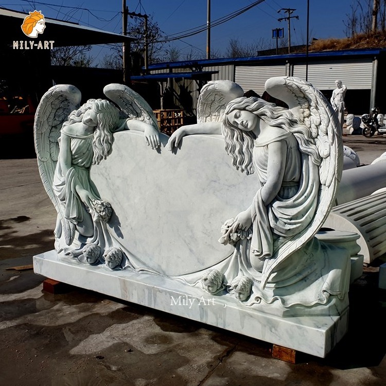 Large Natural Stone Granite Heart Shaped White Marble Headstone For Sale