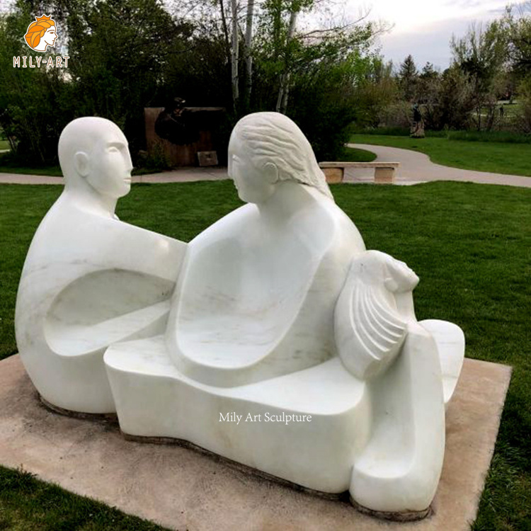 Popular Modern White Marble Carving Human Figure Love Sculpture Abstract Marble Couple Statue for Outdoor