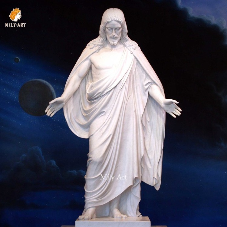 Life Size Natural Stone White Jesus Christ the Redeemer Marble Statue